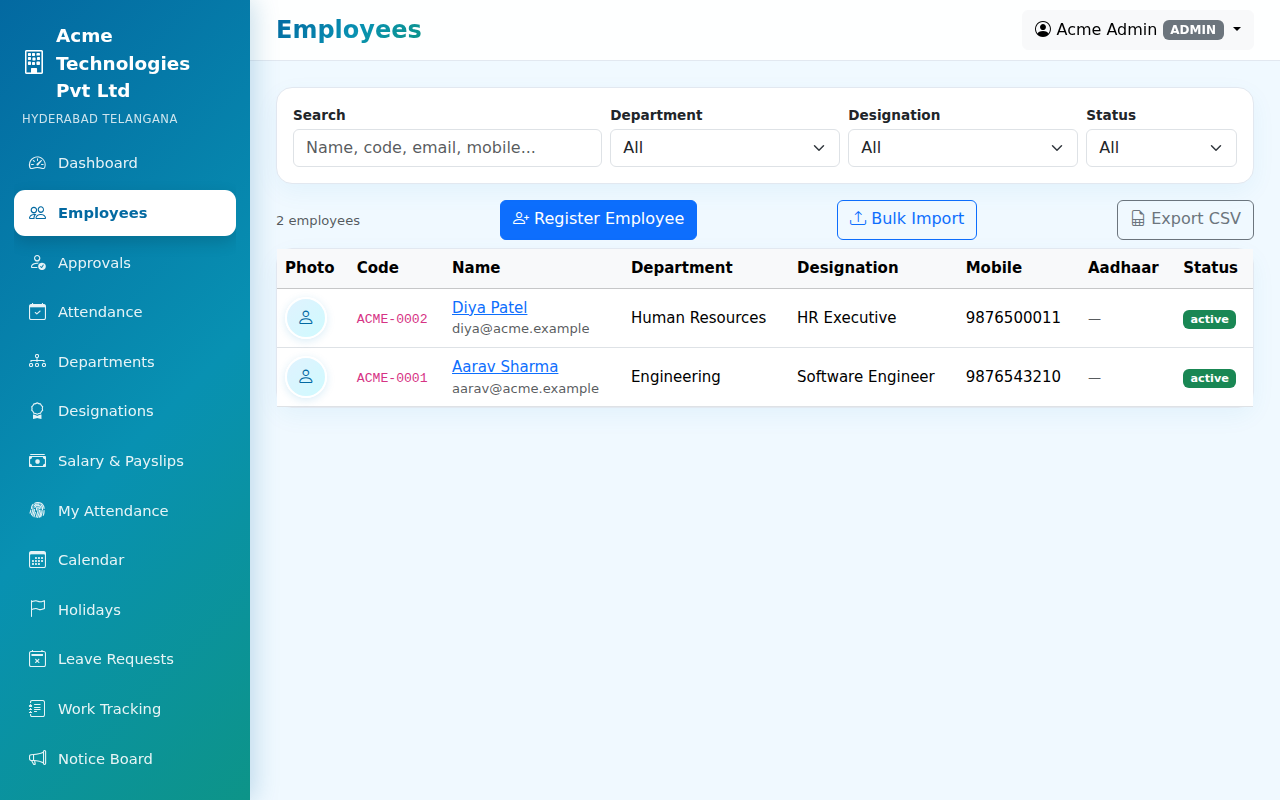 Employee directory